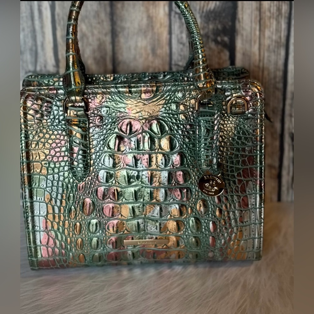 NWT Brahmin SOULFUL Cami Green copper metallic iridescent - Picture 3 of 15